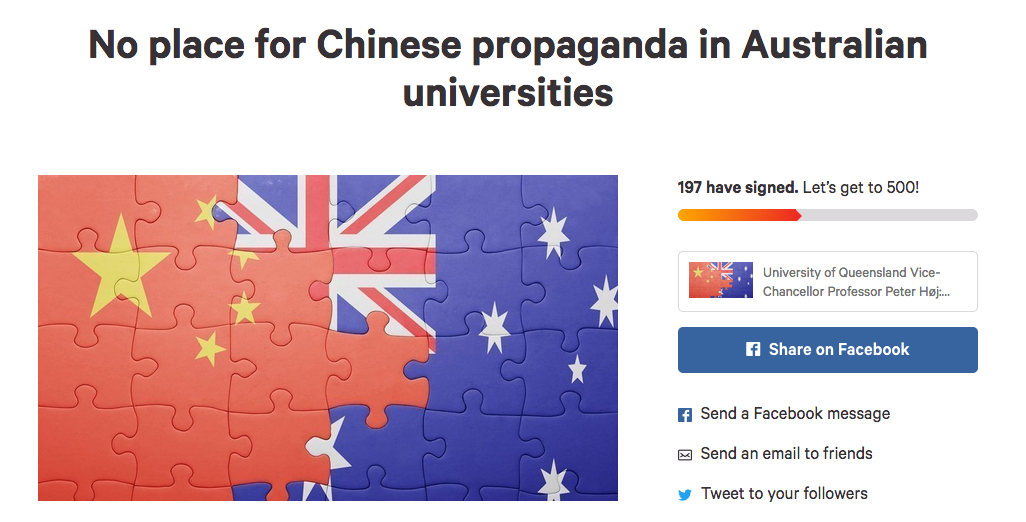 No place for Chinese propaganda in Australian universities