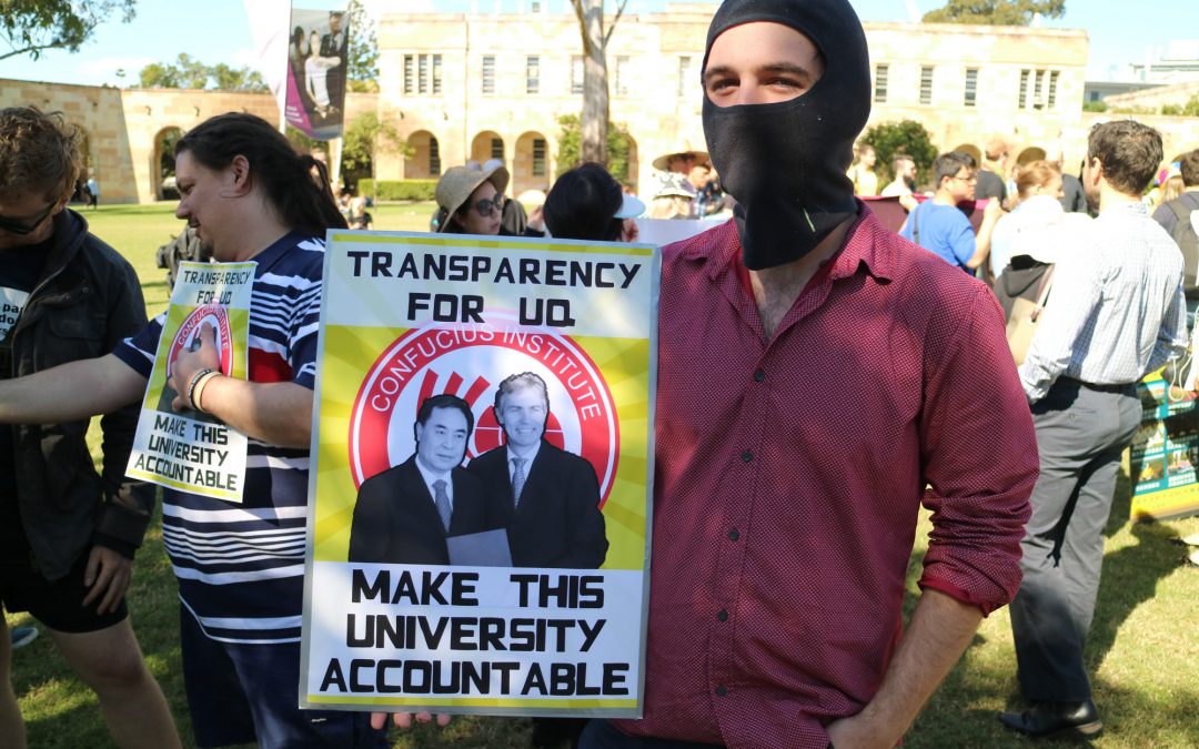 Protesting against The University of Queensland’s Confucius Institute