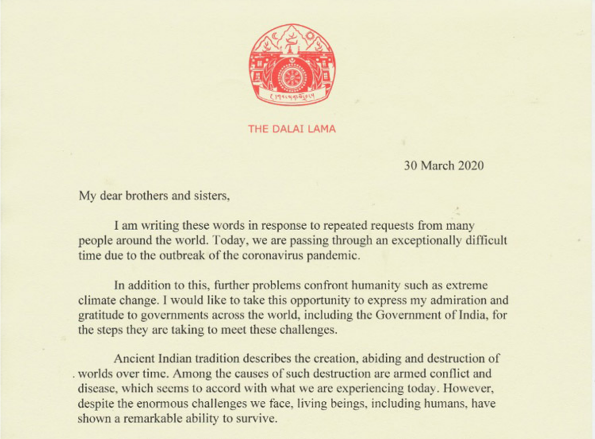 The Dalai Lama’s special message on coronavirus