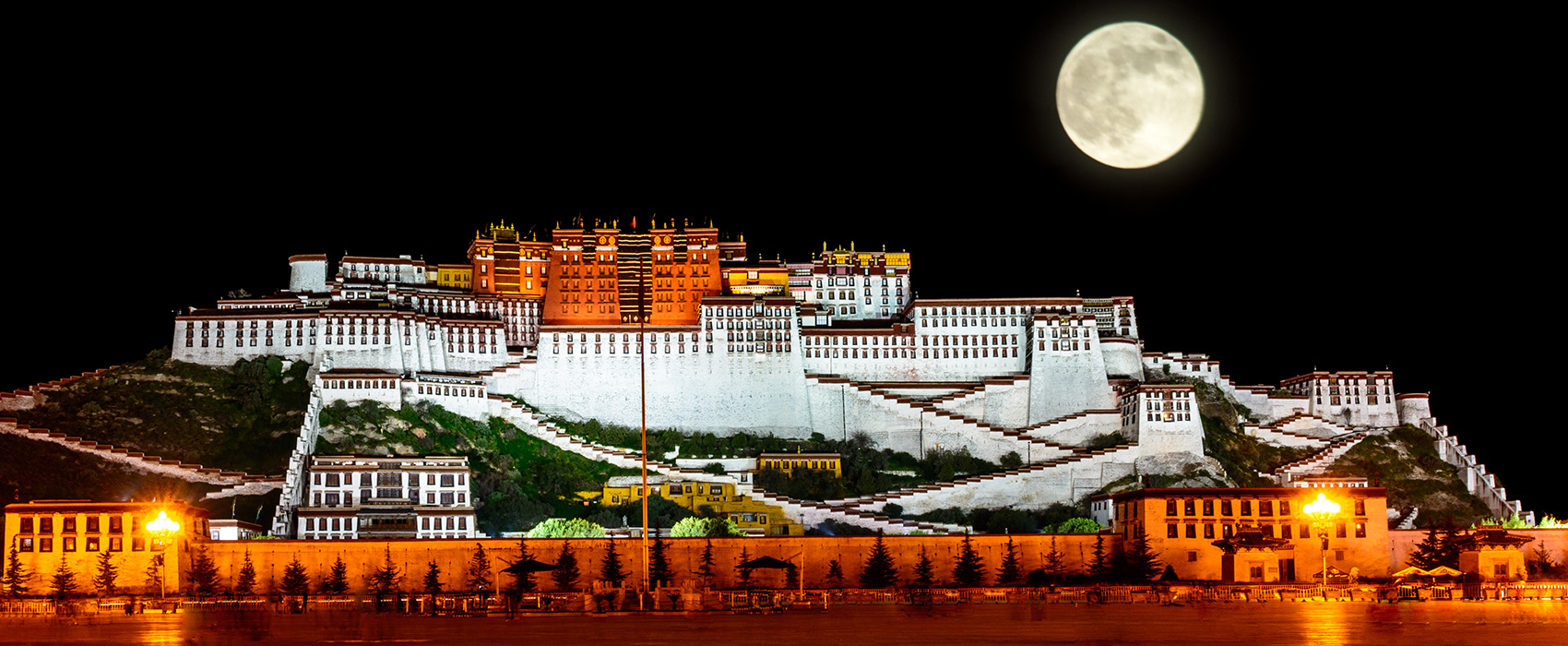 Potala palace-full moon-Lhasa Tibet-MOBILE